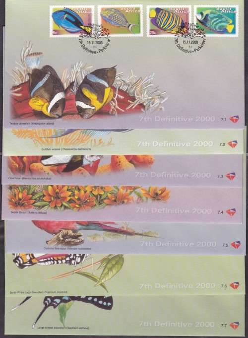 RSA - 7TH DEF ISSUE, SET OF 7 FDC'S, 7.1 TO 7.7 - AS NEW!!!!!