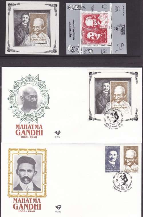RSA - MAHATMA GANDHI, FDC SET 6.23a & 6.23b WITH 2 X U/M MINISHEETS - ALL FINE!!!!!