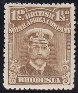 BSAC RHODESIA - KGV ADMIRAL, 1&1/2D SINGLE (DIE 1; PERF 14), FINE M/M - CHEAPEST CV:R100!!!!!