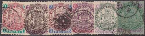 BSAC RHODESIA - 18971 LARGE ARMS, FINE USED ASSORTED SINGLES TO 3 SHILLINGS - CV:R1220!!!!!