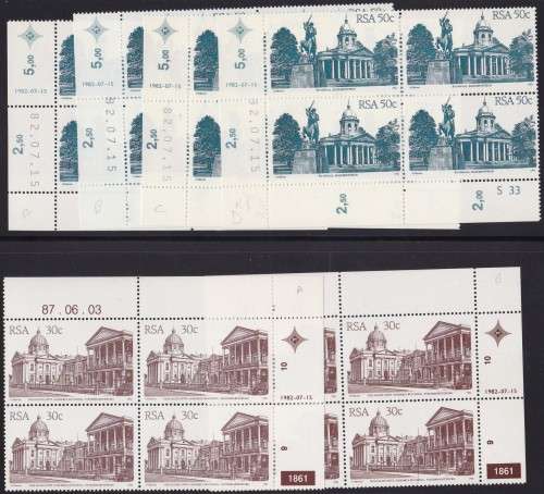 RSA - 4TH DEF ISSUE, 30c & 50c CONTROLS S33 & 1861, 2 X SETS OF PLATED A-B & A-D - ALL FINE U/M!!!!!
