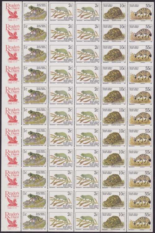 RSA - READERS DIGEST, FULL SHEET UNCUT STRIPS (55 STAMPS), U/M - SCARCE LIKE THIS!!!!!