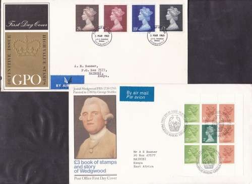 GB - HIGH VALUES: 2/6 TO 1 POUND ON FDC PLUS WEDGEWOOD BOOKLET PANE ON FDC - FAIR!!!!!