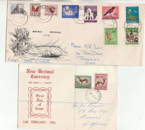RSA-NEW DECIAML CURRENCY FDC-14 FEB 1961,PLUS REPUBLIC DAY ILLUSTRATED FDC-FINE