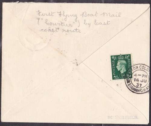 UNION SA - 1ST FLIGHT COVER, 1ST EMPIRE FLYING BOAT SERVICE DURBAN TO ENGLAND - FAIR!!!!!