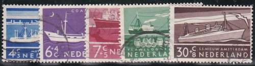 NETHERLANDS - 1957 CULTURAL FUND (SHIPS), SET OF 5 SINGLES, FINE USED - CV:R170!!!!!