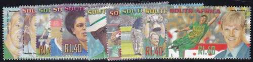 RSA - SPORTING HEROES OF SOUTH AFRICA, SET OF 10 SINGLES - FINE U/M!!!!!