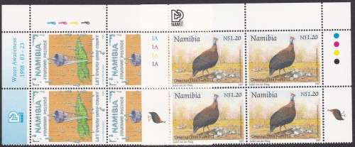 NAMIBIA - WATER AWARENESS & GUINEA FOWL CONTROL BLOCKS - BOTH FINE U/M!!!!!