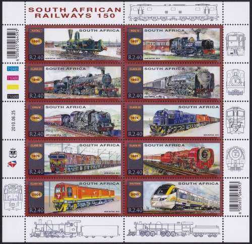 RSA - SOUTH AFRICAN RAILWAYS 150TH ANNI, FULL SHEET - FINE U/M!!!!!