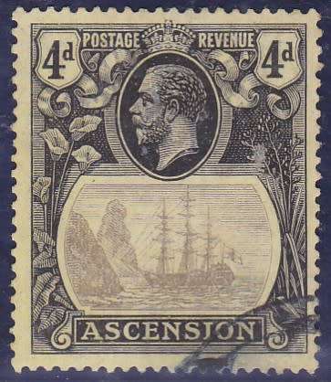 GB - ASCENSION, KGV 1924 BADGE, 4D GOOD USED SINGLE - CV:R1600!!!!!