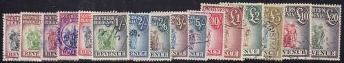 SOUTHERN RHODESIA - COAT OF ARMS, ASSORTED REVENUES TO 20 POUNDS - ALL FINE USED!!!!!