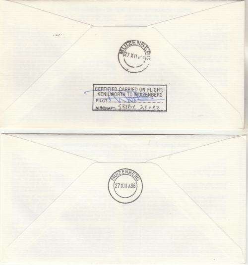 RSA-SA AERIAL POST 75TH ANN-FLOWN COVER,SIGNED BY PILOT-AIRPHIL SA NO 111