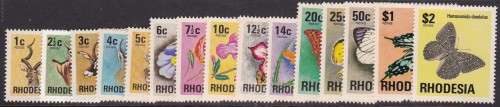 RHODESIA - 1974 BROWN GUM SET OF SINGLES TO 2 DOLLARS - FINE U/M!!!!!