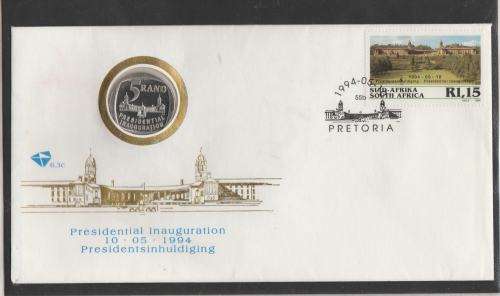 RSA-MANDELA 1994 INAUGURATION FDC 6.3C PROOF COIN FDC,UNTAMPERED AS ISSUED