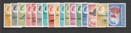 SWAZILAND-1968 QE2 ND DEF SET TO R2-INDEPENDENCE-FINE MINT SET OF 17