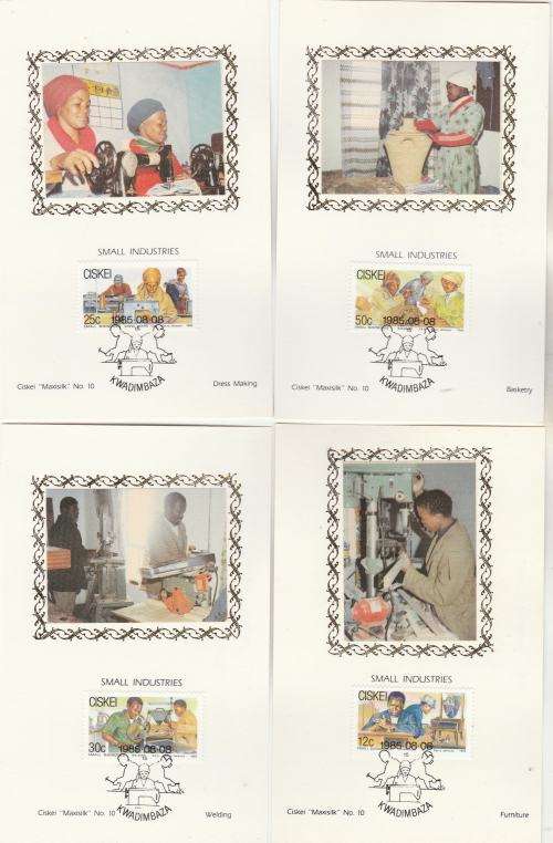 CISKEI-SMALL INDUSTRIES-SET OF 4 SILK MAXICARDS(SET NO.10)ONLY 500 ISSUED,SCARCE
