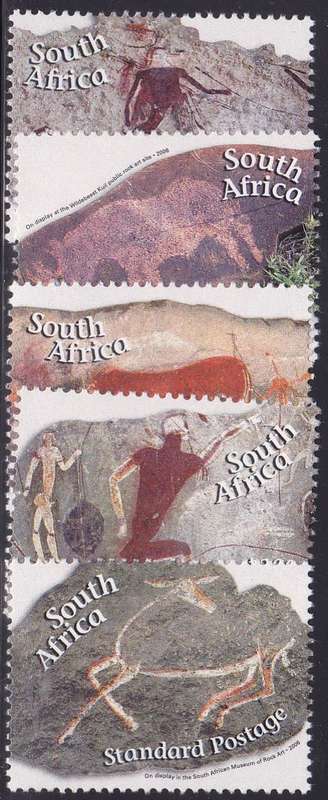RSA - ROCK ART, FINE U/M SET OF 5 SINGLES - FACE VALUE=R22.75!!!!!