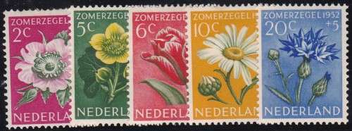 NETHERLANDS - 1952 CULTURAL FUND, SET OF 5 SINGLES, FINE M/M WITH 5c U/M - CV:R350!!!!!