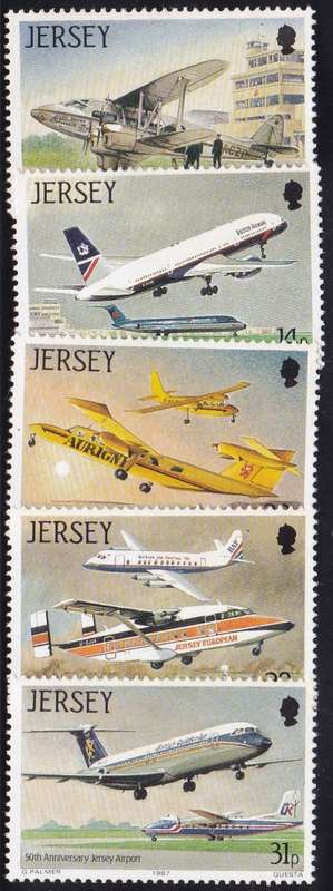 JERSEY - AVIATION, SET OF 5 SINGLES - FINE U/M!!!!!