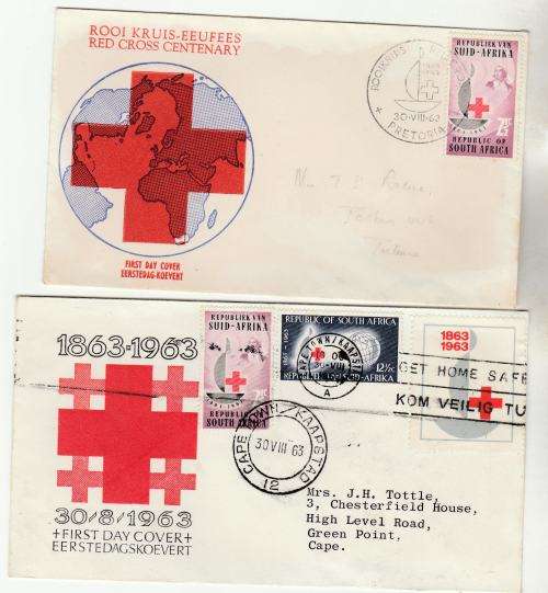 RSA-2 SCARCER RED CROSS FDC-ONE WITH LABEL TIED TO COVER-