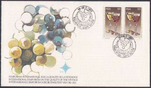 RSA - WINE SYMPOSIUM, FDC 2.21 WITH PAIR OF STAMPS ON COVER - FINE!!!!!