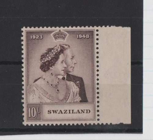 SWAZILAND-KGV1 ROYAL SILVER WEDDING 1948-TEN SHILLING-SUPERB UM,NEVER HINGED-CV R800