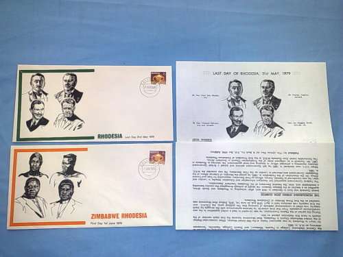 RHODESIA-2 SCARCE ILLUSTRATED LAST AND 1ST DAY COVERS,WITH INFORMATION BROCHURE-SELDOM SEEN COVERS