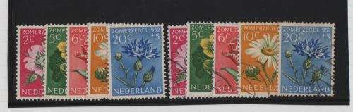 NETHERLANDS-1952 CULTURAL FUND-FINE MINT (WITH HINGE) AND FINE USED SETS OF 5-CV R670