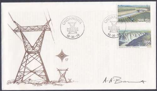 SWA - ONDANGWA, FDC NO.17 SIGNED BY STAMP ARTIST A.H. BARRETT - FAIR!!!!!