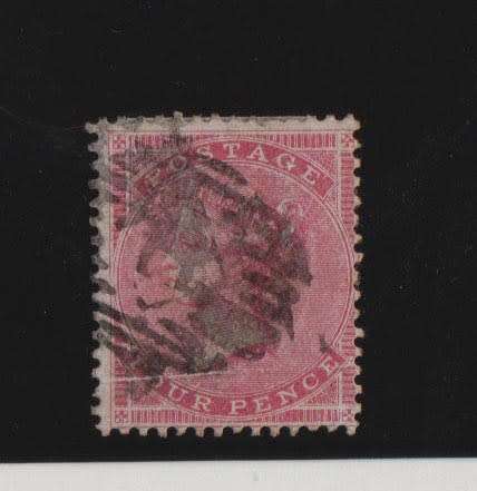 GREAT BRITAIN-Q VIC-1855-57 FOUR PENCE CARMINE-CV R7500-GOOD USED STAMP,WITH HINGE REMAINDER