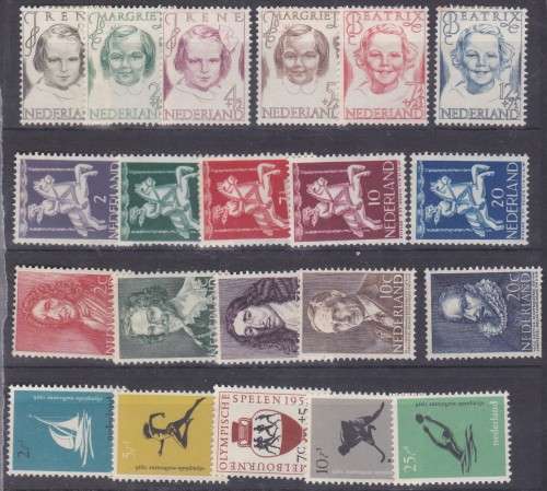 NETHERLANDS - 1946 & 1947 & 1954, 4 X FINE MINT SETS OF SINGLES - GOOD CV LOT!!!!!