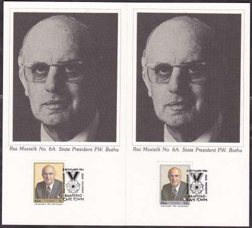 RSA - P.W. BOTHA, SET OF 2 MAXI SILKS NO.6A - FINE!!!!!