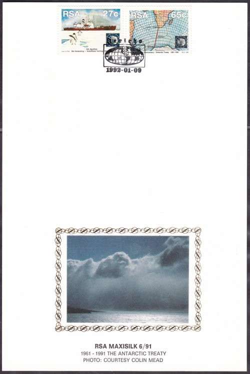 RSA - ANTARCTIC TREATY, MAXI SILK NO.6/91, FINE - ONLY 300 ISSUED!!!!!
