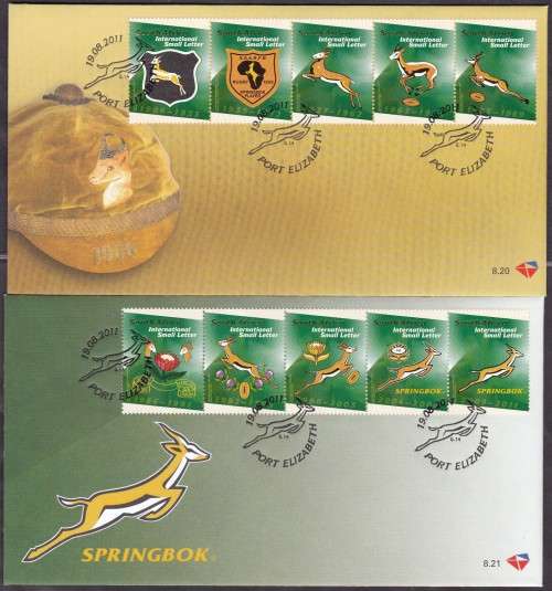RSA - EVOLUTION OF THE SPRINGBOK EMBLEM, FDC SET 8.20 & 8.21 - FINE AS NEW!!!!!