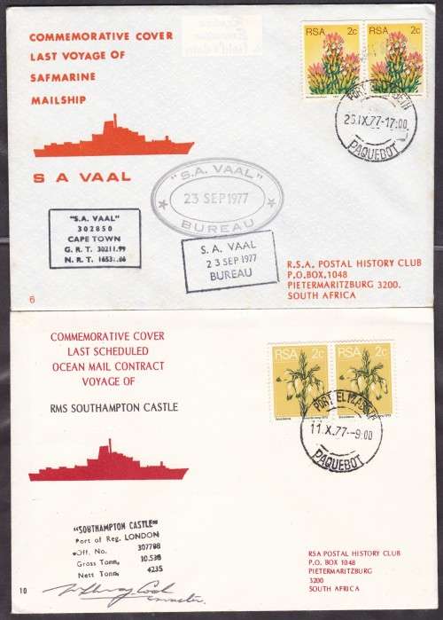 RSA - 2 X OCEAN MAIL COVERS - ONE SIGNED BY THE CAPTAIN!!!!!