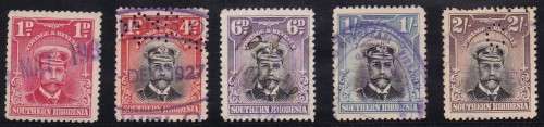 SOUTHERN RHODESIA - KGV ADMIRALS, ASSORTED VALUES TO 2/ - FINE FISCAL USED!!!!!