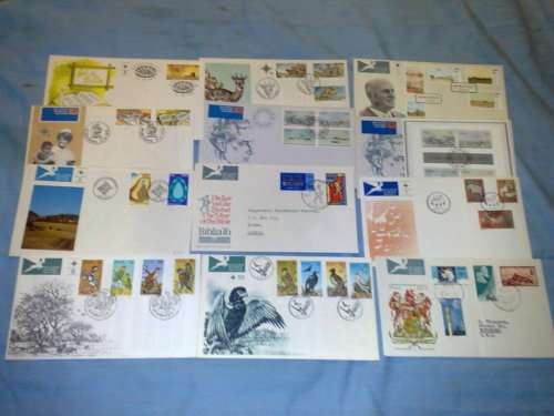 SWA-12 GOOD FDC-10TH ANN REP,BIBLIA,BOTH BIRD FDC,DIAMONDS ETC-ALL 12 AS ONE BID AND ONE LOT
