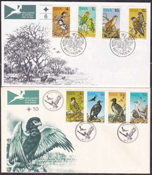 SWA - SMALL BIRDS & BIRDS OF PREY, FDC NO.6 & NO.10 - FINE AS NEW!!!!!