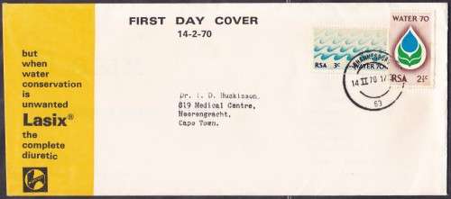 RSA - WATER 70, SCARCE PHARMACEUTICAL ISSUE FDC!!!!!