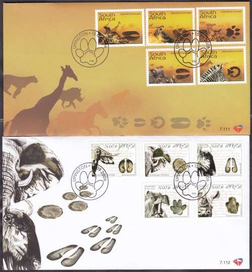 RSA - ANIMAL TRACKS, STORIES IN THE SAND, FDC SET 7.111 & 7.112 - FINE AS NEW!!!!!