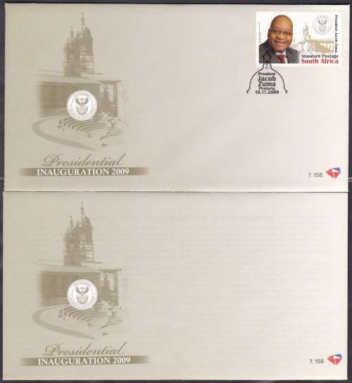 RSA - 2009 PRESIDENTIAL INAUGURATION (ZUMA), FDC 7.158 + UNSERVICED FDC 7.158 - FINE AS NEW!!!!!