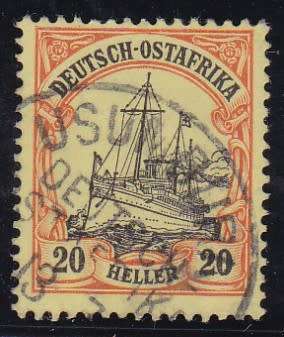 GERMANY - EAST AFRICA, 1905 YACHT 20 HELLER, FINE USED SINGLE - CV:R560!!!!!