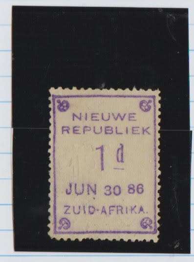 ZAR-NEW REPUBLIC-1886-ONE PENNY MINT-DATED JUN 30 86-FINE AND CLEAN-SCARCE STAMP