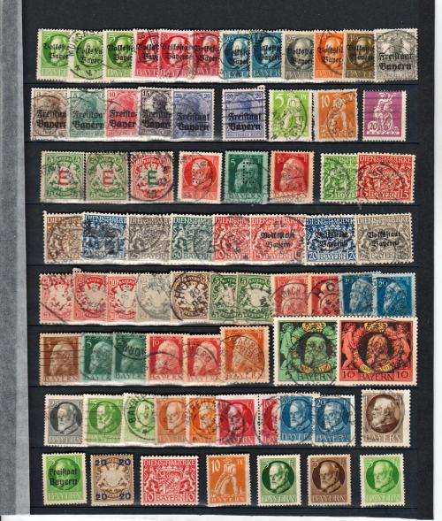 GERMANY BAVARIA-ASSORTED USED LOT AND SOME MINT ON STOCK PAGE-DECENT CV HERE,SOME DUPLICATIONS