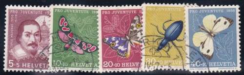 SWITZERLAND - 1956 PRO JUVENTUTE, FINE USED SET OF 5 SINGLES - CV:R310!!!!!