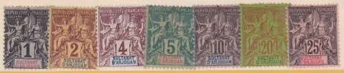 FRANCE - 1892 SULTANAT ANJOUAN, FINE MINT ASSORTED SINGLES TO 25c - CV:R550!!!!!