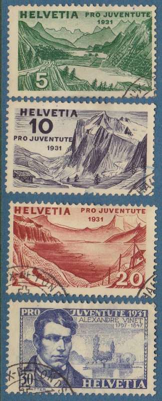 SWITZERLAND - 1931 PRO JUVENTUTE CHILDRENS FUND, FINE USED SET OF 4 SINGLES - CV:R600!!!!!