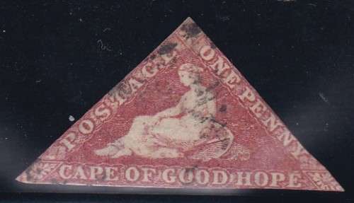 CAPE OF GOOD HOPE - 1855-1858 TRIANGLE, ONE PENNY RED SINGLE - USED MARGINS AS PER SCAN!!!!!