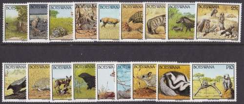 BOTSWANA - 1992 WILDLIFE, FINE U/M SET OF 18 SINGLES - CV:R580!!!!!