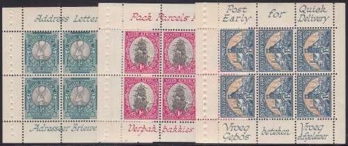 UNION SA - 3 X BOOKLET PANES WITH SLOGANS - ALL FINE U/M!!!!!